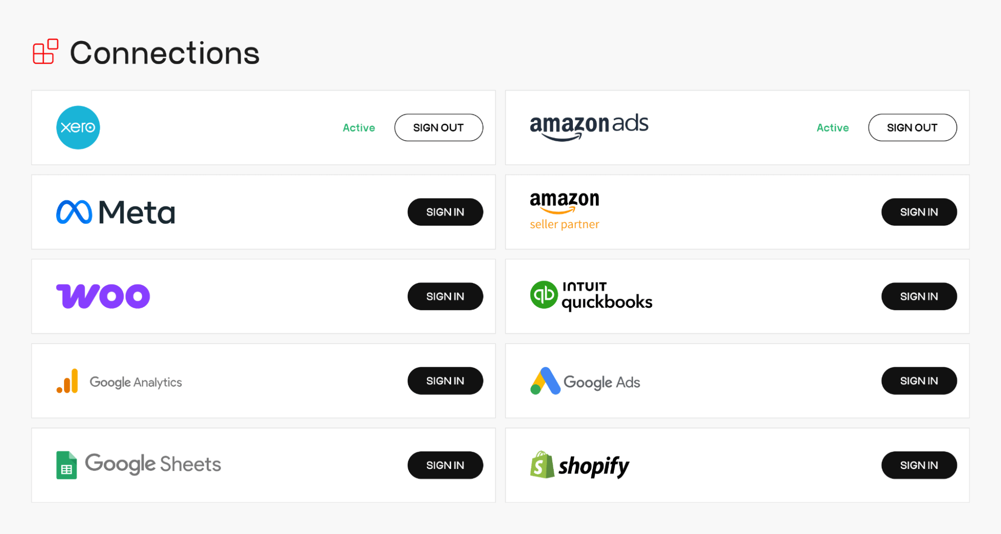 Amazon dashboard integration examples and how they will look